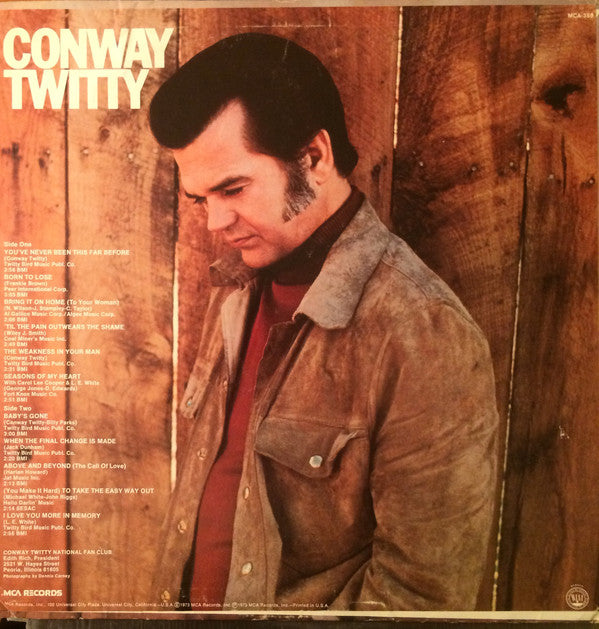 CONWAY TWITTY • YOU'VE NEVER BEEN THIS FAR BEFORE / BABY'S GONE • CUT-OUT