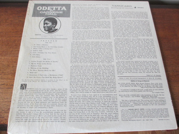 Odetta : Odetta At Carnegie Hall (LP, Album, Mono)