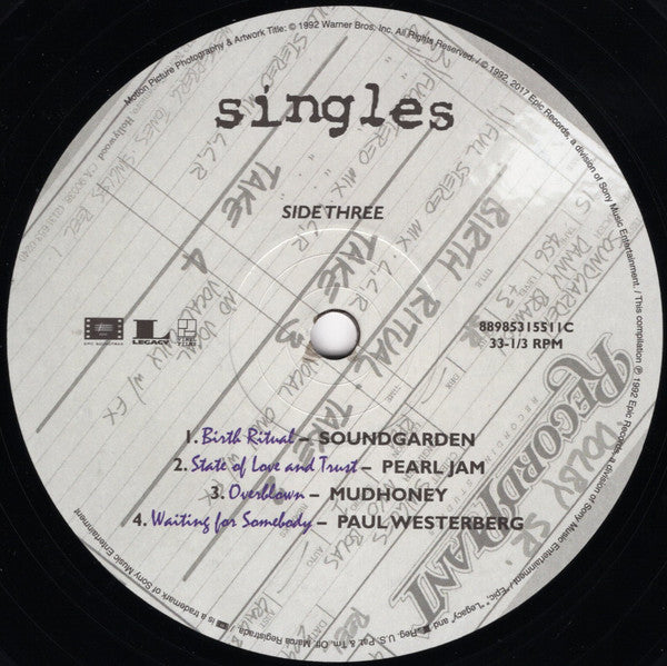 Various : Singles - Original Motion Picture Soundtrack (2xLP, Comp, RE + CD, Comp, Dlx, Car)