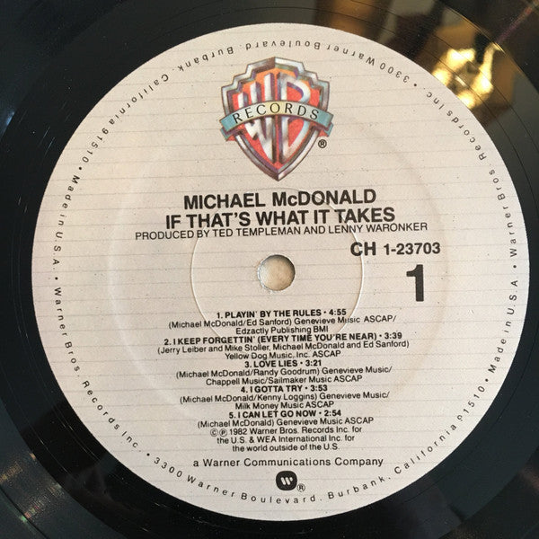 Michael McDonald : If That's What It Takes (LP, Album, Club)