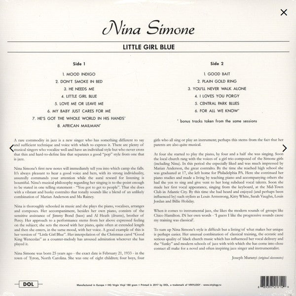 Nina Simone : Little Girl Blue (LP, Album, RE, Gat)