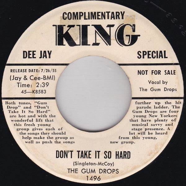 The Gum Drops : Gum Drop / Don't Take It So Hard (7", Single, Promo)