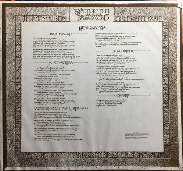 Jethro Tull : The Broadsword And The Beast (LP, Album, PRC)