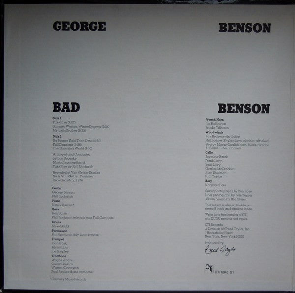 George Benson : Bad Benson (LP, Album, San)