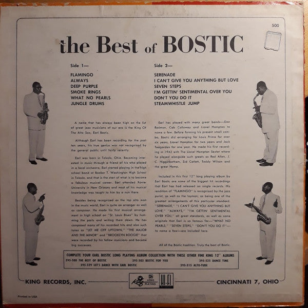 Earl Bostic : The Best Of Bostic (LP, Album, Comp)