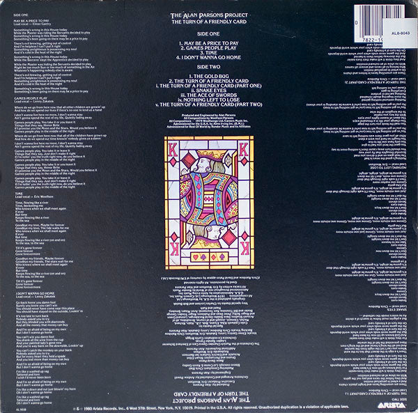 The Alan Parsons Project : The Turn Of A Friendly Card (LP, Album, RE)