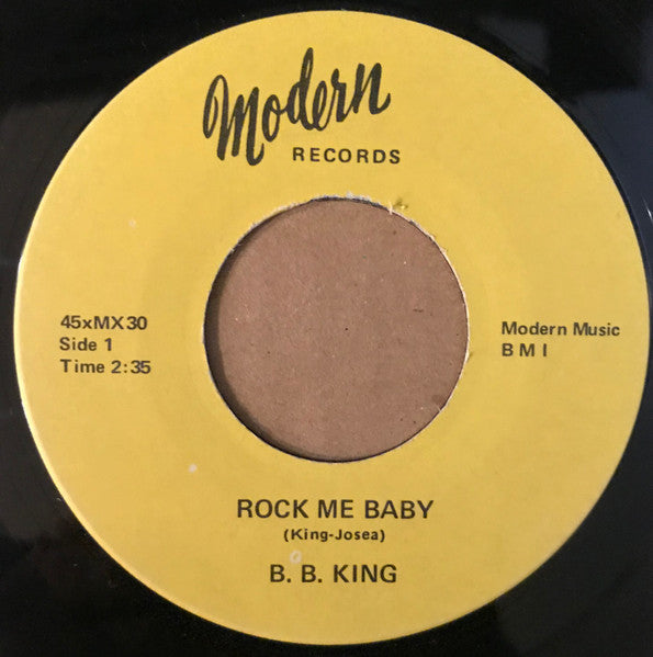 B.B. King : Rock Me Baby / I Can't Lose (7", Single, RE, Yel)