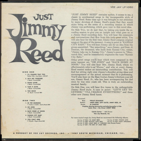 Jimmy Reed : Just Jimmy Reed (LP, Album, Mono, Ame)