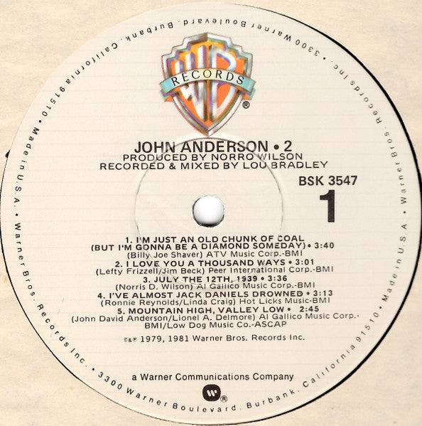 John Anderson (3) : 2 (LP, Album, Win)