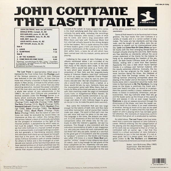 John Coltrane : The Last Trane (LP, Album, RE, RM)