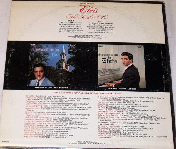 Elvis Presley : He Touched Me (LP, Album, RE, Ind)