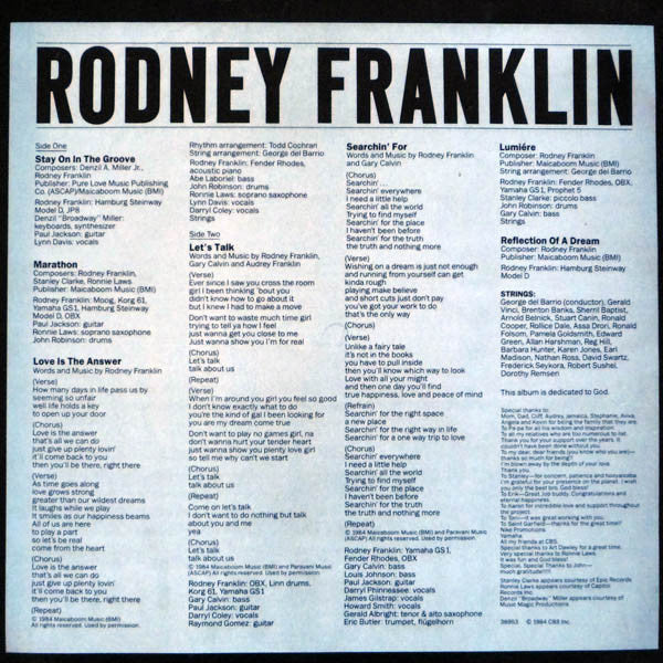 Rodney Franklin : Marathon (LP, Album)