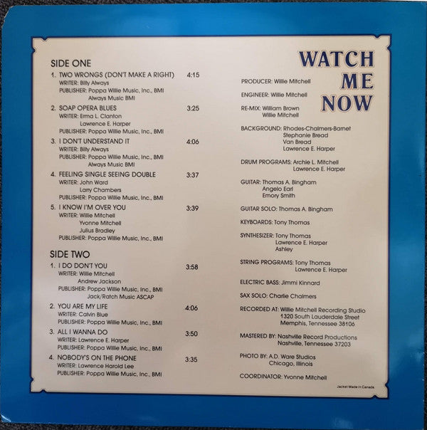 Otis Clay : Watch Me Now (LP, Album)