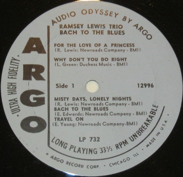 The Ramsey Lewis Trio : Bach To The Blues (LP, Album)