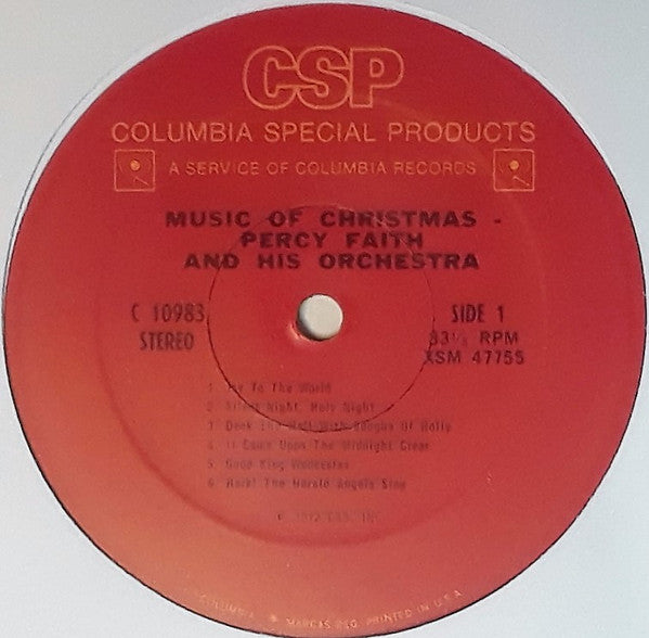 Percy Faith And His Orchestra* : Music Of Christmas (LP, RE)