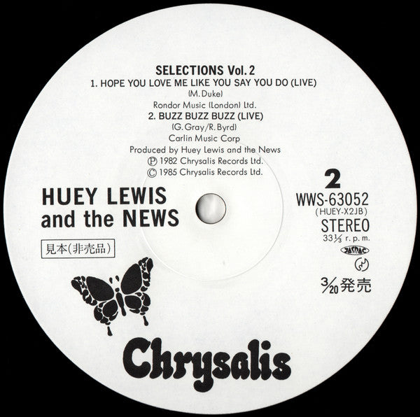 Huey Lewis & The News : Selections Vol. 2 (12", EP, Promo)