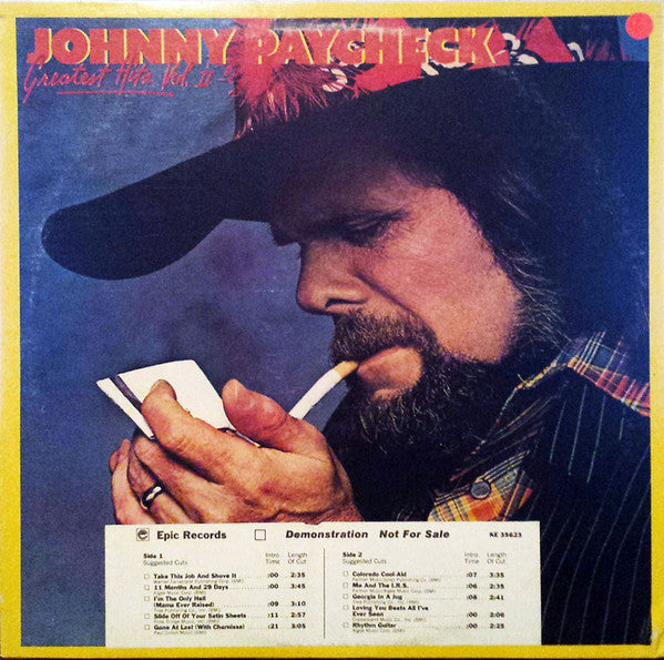 Johnny Paycheck : Greatest Hits, Volume 2 (LP, Comp, Promo)