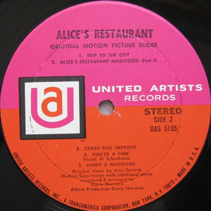 Arlo Guthrie, Garry Sherman : Alice's Restaurant (Original Motion Picture Score) (LP, Album)