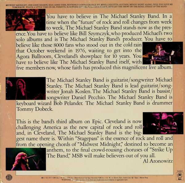 Michael Stanley Band : Stage Pass (2xLP, Album)