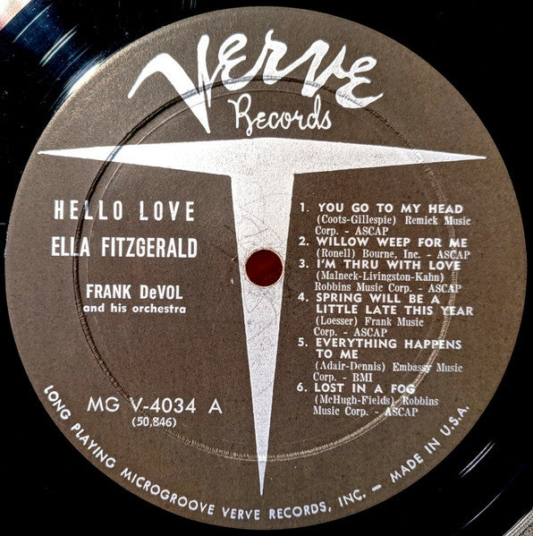 Ella Fitzgerald : Hello Love (LP, Album, Mono)