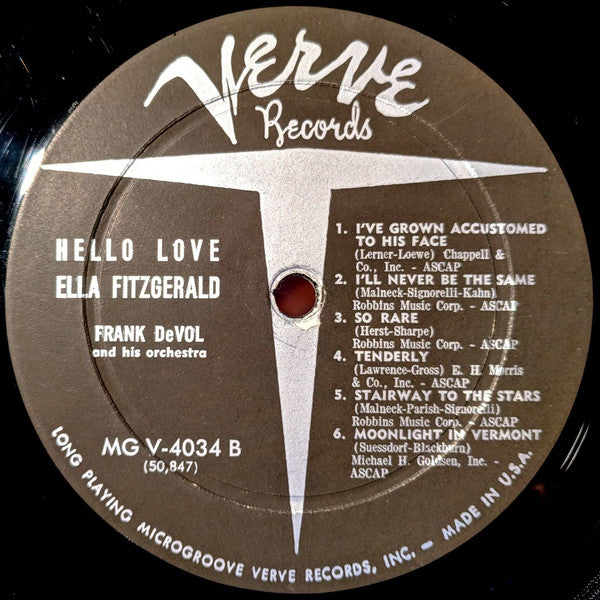 Ella Fitzgerald : Hello Love (LP, Album, Mono)