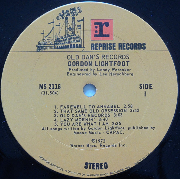 Gordon Lightfoot : Old Dan's Records (LP, Album)