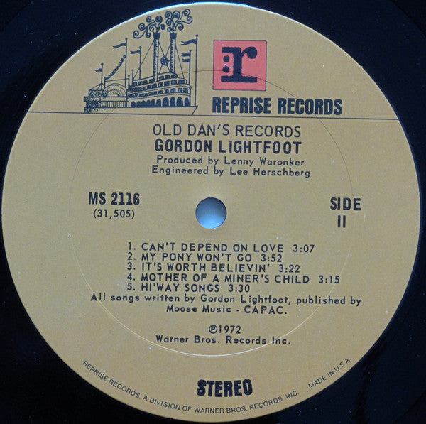 Gordon Lightfoot : Old Dan's Records (LP, Album)