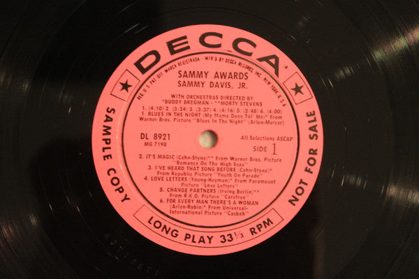 Sammy Davis Jr. : Sammy Awards (LP, Album, Mono, Promo)