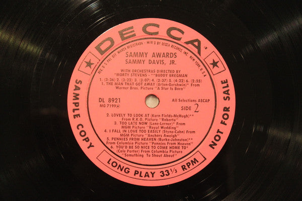 Sammy Davis Jr. : Sammy Awards (LP, Album, Mono, Promo)