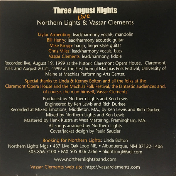 Northern Lights (19), Vassar Clements : Three August Nights Live (CD, Album)