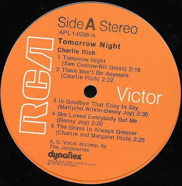 Charlie Rich : Tomorrow Night (LP, Album, Comp, Ind)