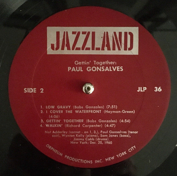 Paul Gonsalves : Gettin' Together (LP, Mono, RE)