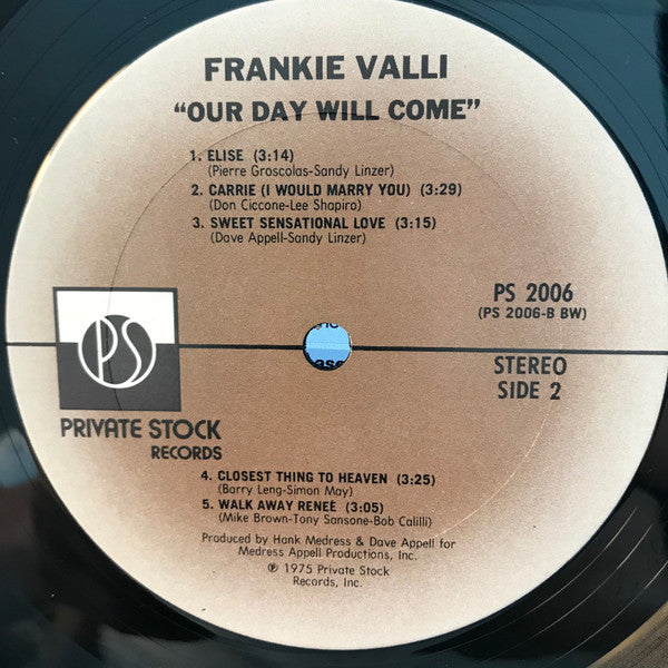 Frankie Valli : Our Day Will Come (LP, Album, Bes)