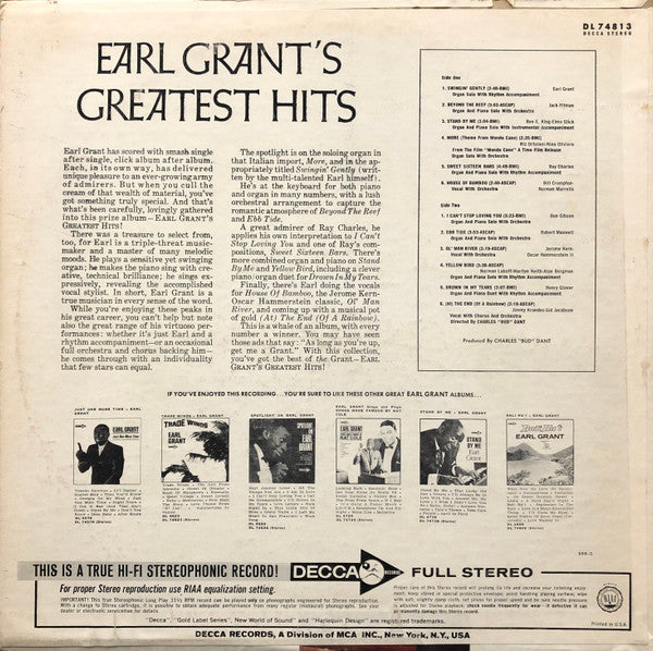 Earl Grant : Earl Grant's Greatest Hits (LP, Comp, Pin)