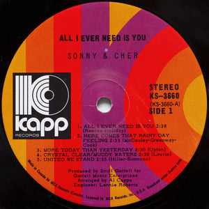 Sonny & Cher : All I Ever Need Is You (LP, Album)