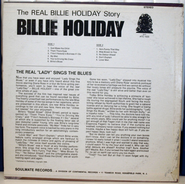 Billie Holiday : The Real "Lady Day" Sings The Blues (LP, Comp, Scr)