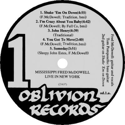 Mississippi Fred McDowell* : Live In New York (LP, Album, RE)