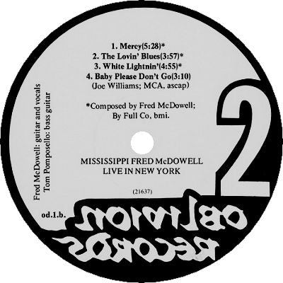 Mississippi Fred McDowell* : Live In New York (LP, Album, RE)