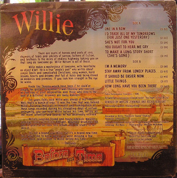 Willie Nelson : Willie - Before His Time (LP, Comp, Ind)