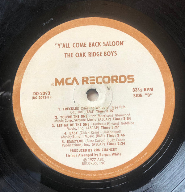 The Oak Ridge Boys : Y'All Come Back Saloon (LP, Album, RE, Tan)