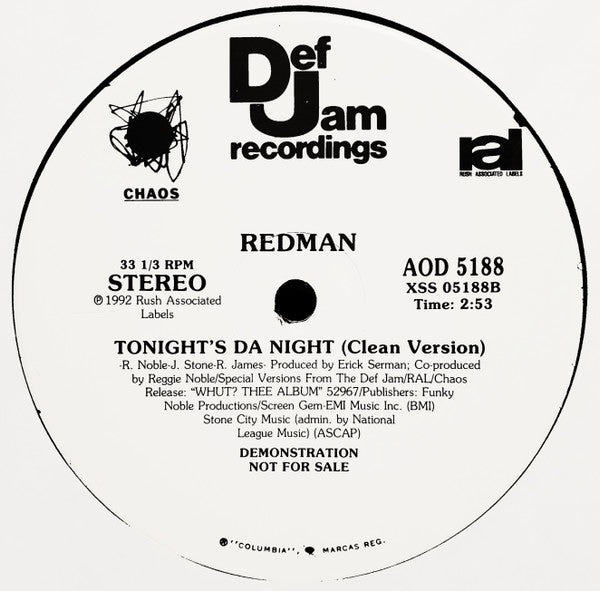 Redman : Tonight's Da Night (12", Promo)