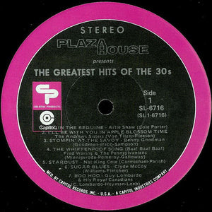 Various : Plaza House Presents The Greatest Hits Of The 30s (LP, Comp, Ltd)