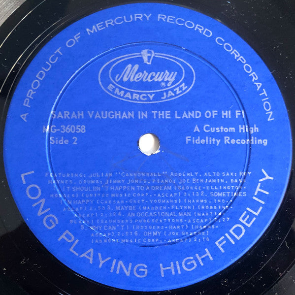 Sarah Vaughan : In The Land Of Hi-Fi (LP, Album, Mono)