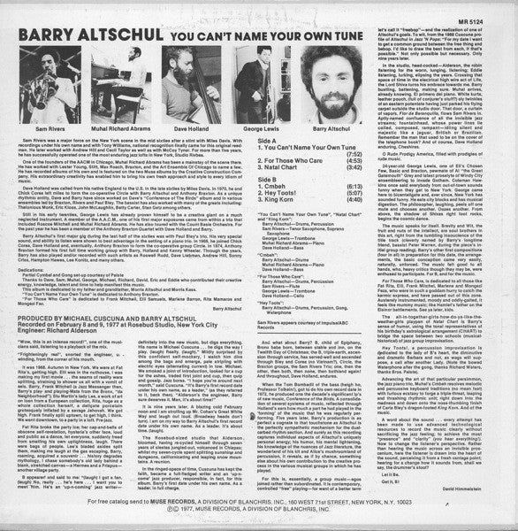 Barry Altschul : You Can't Name Your Own Tune (LP, Album)