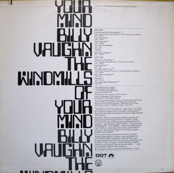 Billy Vaughn : The Windmills Of Your Mind (LP, Album)