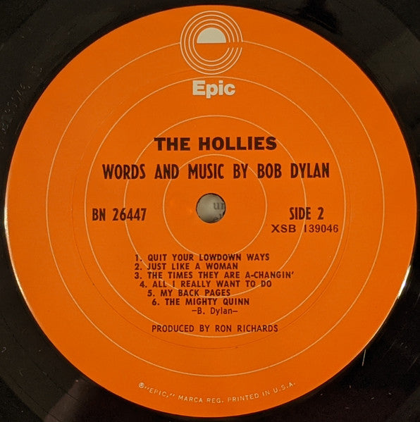 The Hollies : Words And Music By Bob Dylan (LP, Album, RP, Ter)