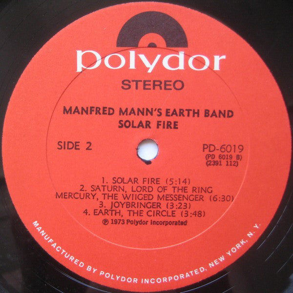 Manfred Mann's Earth Band : Solar Fire (LP, Album)