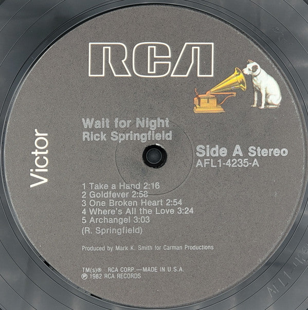 Rick Springfield : Wait For Night (LP, Album, RE)