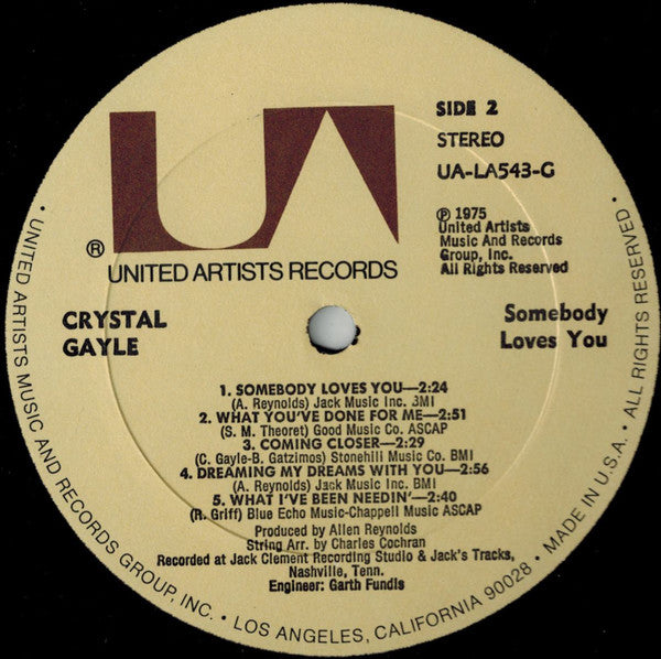 Crystal Gayle : Somebody Loves You (LP, Album, All)