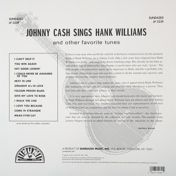 Johnny Cash : Johnny Cash Sings Hank Williams (LP, Album, Club, Ltd, Bla)